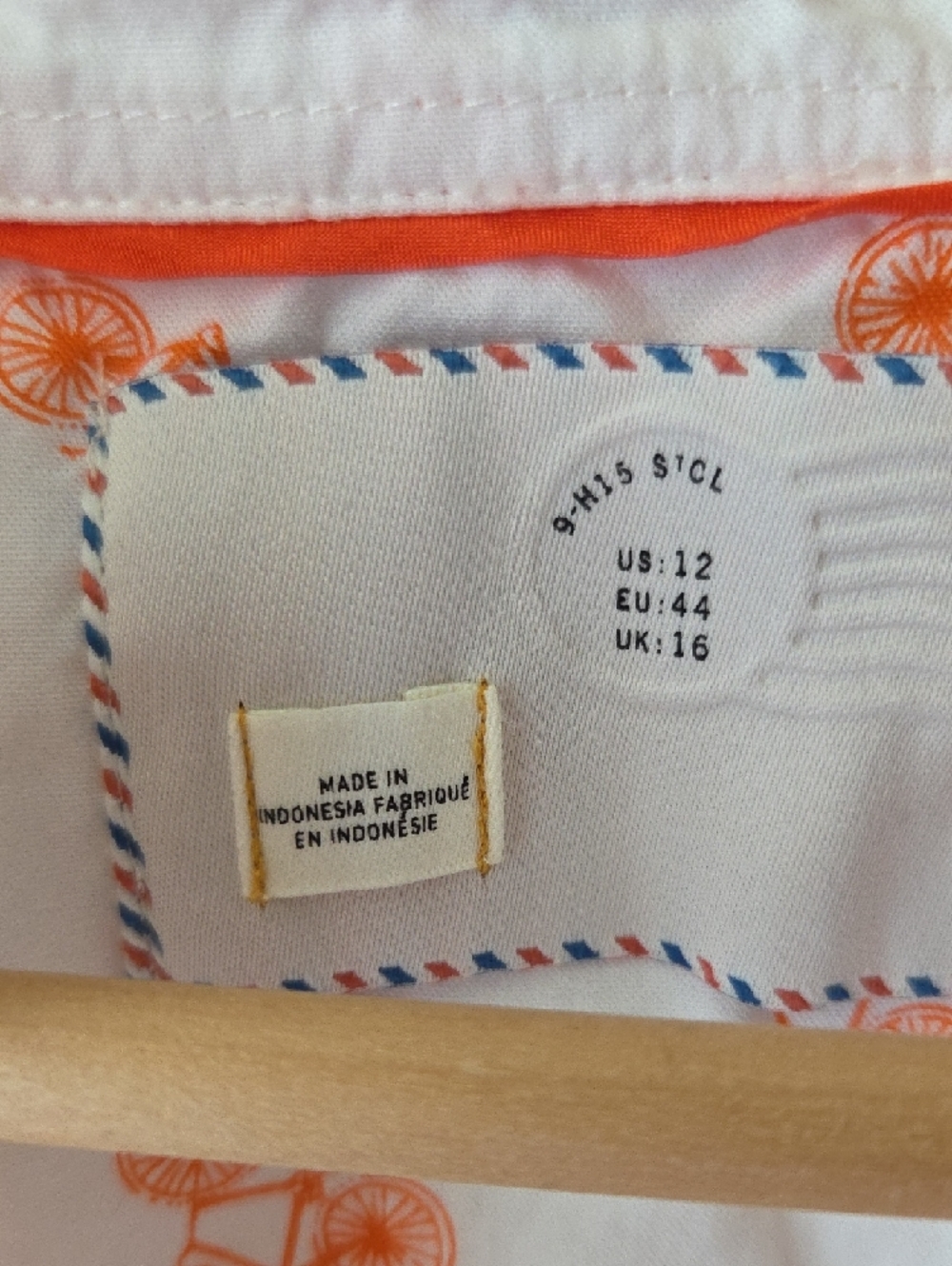 Anthropologie Postmark Bicycle Print Button Down Shirt White and Orange Sz 12 - Picture 2 of 12